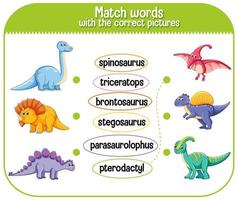 combine palavras com as imagens corretas dinossauro vetor