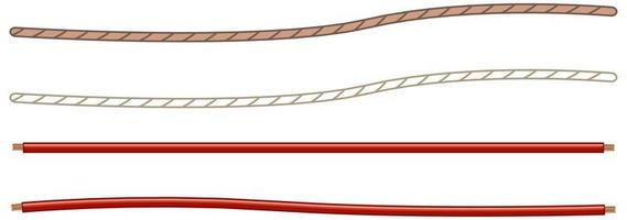 cabos de alimentação e cordas isolados no fundo branco vetor