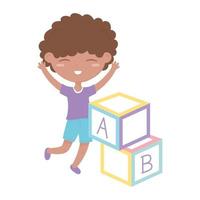 zona das crianças, o alfabeto do menino bonito bloqueia brinquedos vetor