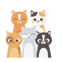 gatos me fazem feliz, muitos gatos de diferentes raças cartoon vetor