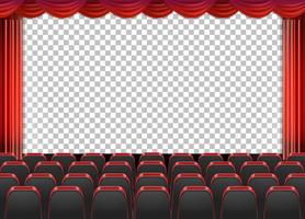 cortinas vermelhas no teatro com fundo transparente vetor