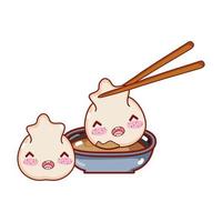 rolo de arroz kawaii bolinho de carne comida desenho animado japonês, sushi e pãezinhos vetor