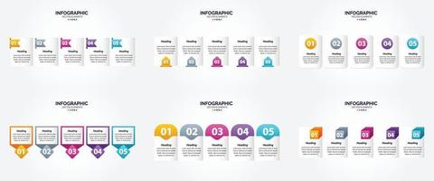 conjunto de design plano de infográficos de ilustração vetorial para folheto publicitário e revista vetor