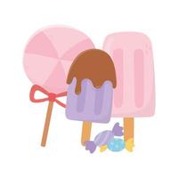 feliz dia, doce sorvete em bastão doce caramelo desenho animado vetor
