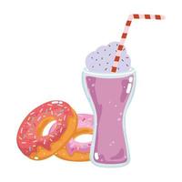 batido e donuts insalubres de restaurante com menu de fast food vetor