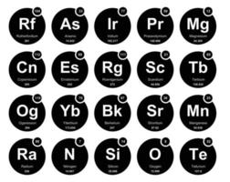 20 tabela periódica do design do pacote de ícones de elementos vetor
