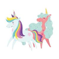 unicórnios desenhos animados animais estrela do arco-íris fantasia adorável vetor
