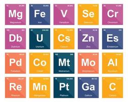 20 tabela periódica do design do pacote de ícones de elementos vetor