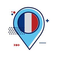 localização do pino com bandeira da França em estilo simples vetor