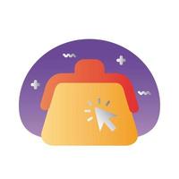 bolsa feminina com ícone de gradiente de cursor do mouse vetor
