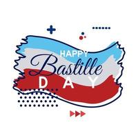 estilo simples da bandeira da França e dia da bastilha vetor