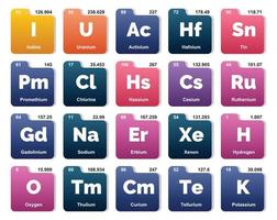 20 tabela periódica do design do pacote de ícones de elementos vetor