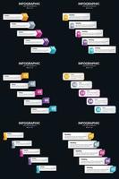 modelo de slide de apresentação de pacote de infográficos vetor 6 diagramas de ciclo de 5 etapas e linhas do tempo