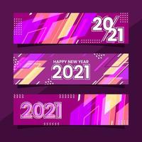 coleção de banner de ano novo com formas modernas coloridas de 2021