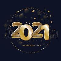 feliz ano novo 2021 com cor dourada luxuosa vetor