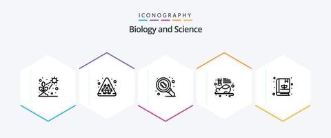 pacote de ícones de 25 linhas de biologia, incluindo jardim. pesquisa. bactérias. mouse. Educação vetor