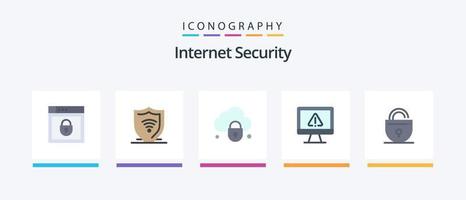 Internet Security Flat 5 Icon Pack, incluindo segurança. em formação. escudo. dados. segurança. design de ícones criativos vetor