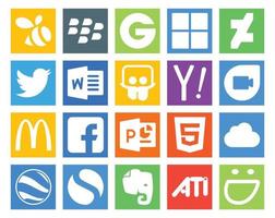 20 pacotes de ícones de mídia social, incluindo google earth html slideshare powerpoint mcdonalds vetor