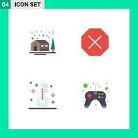 4 pacote de ícones planos de interface de usuário de sinais e símbolos modernos de inverno de férias de árvore negado controle elementos de design de vetores editáveis