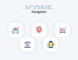 design de ícones do pacote de ícones planos de navegação 5. ruas. cidade. localização. mais. localização vetor