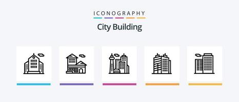 pacote de ícones da linha 5 de construção da cidade, incluindo escritório. prédio. prédio. escritório. o negócio. design de ícones criativos vetor