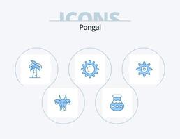 design de ícones do pacote de 5 ícones azuis pongal. Sol. srilanka. pongal. Palmeira. Índia vetor