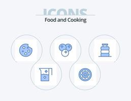 design de ícone do pacote de 5 ícones de comida azul. Comida. oxicoco. kiwi. Comida. jantar vetor