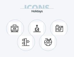 pacote de ícones de linha de feriados 5 design de ícones. bola de Natal. bola. localização. cenário. feriado vetor