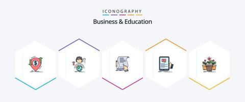 negócios e educação 25 pacote de ícones de linha preenchida, incluindo fórum. acordo. global. o sinal. documento vetor