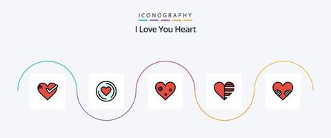 linha do coração preenchida com 5 ícones planos, incluindo coração. linhas. coração. Curti. coração vetor