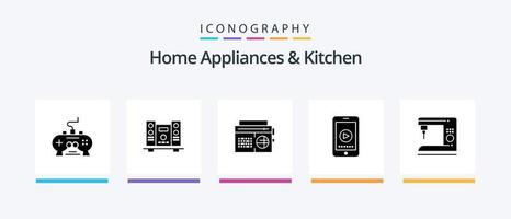 eletrodomésticos e pacote de ícones de glifo de cozinha 5, incluindo casa. áudio. alto. música. cozinha. design de ícones criativos vetor