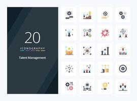 20 ícones de cores planas de gerenciamento de talentos para apresentação vetor