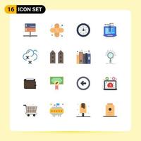pacote de interface do usuário de 16 cores planas básicas de pacote editável de rede de hardware de alarme de previsão do tempo de elementos de design de vetores criativos
