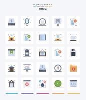 pacote de ícones planos de escritório criativo 25, como sinal. escritório. reflexão. Área de Trabalho. secretário vetor