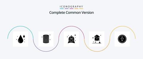 pacote completo de ícones de versão comum glifo 5, incluindo universidade. Educação. armazenar. grau. moda vetor