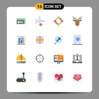 16 ícones criativos sinais modernos e símbolos de transporte digital de renas canadá alpino pacote editável de elementos de design de vetores criativos