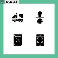 conjunto de 4 sinais de símbolos de ícones de interface do usuário modernos para elementos de design de vetores editáveis de futebol de bebê de folha de crianças artificiais