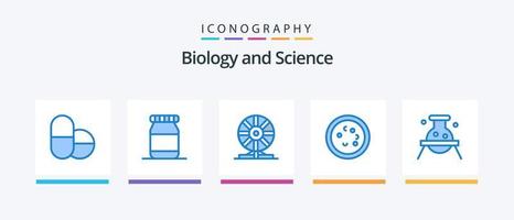 pacote de ícones de biologia azul 5, incluindo perigoso. biologia. movimento. bioquímica. laboratório. design de ícones criativos vetor