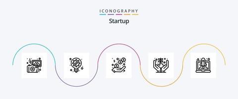 pacote de ícones da linha 5 de inicialização, incluindo o lançamento. plantar. renda. dinheiro. crescimento vetor