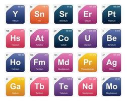 20 tabela periódica do design do pacote de ícones de elementos vetor