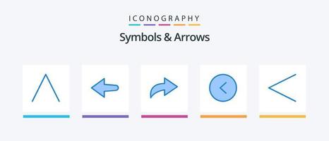 símbolos e setas azul 5 pacote de ícones incluindo . círculo. anterior. design de ícones criativos vetor