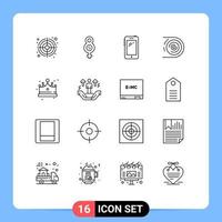 conjunto de 16 sinais de símbolos de ícones de interface do usuário modernos para elementos de design de vetores editáveis de circulação disruptiva móvel sem fim
