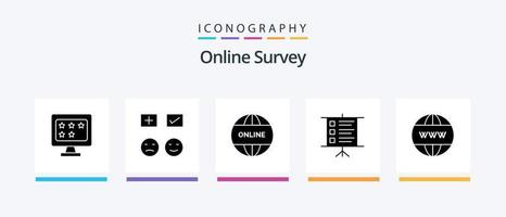 pacote de ícones de 5 ícones de pesquisa on-line, incluindo negócios. mundo. triste . local na rede Internet . o negócio. design de ícones criativos vetor