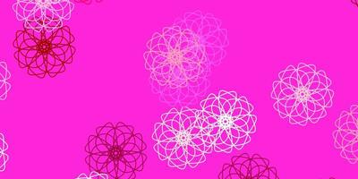 textura de doodle de vetor rosa claro com flores.