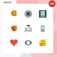 conjunto de pictogramas de 9 cores planas simples de elementos de design de vetores editáveis de interruptor de interruptor de graduação