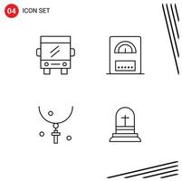 pacote de ícones de vetores de estoque de 4 sinais e símbolos de linha para colar de banho de viagem de halloween de ônibus elementos de design de vetores editáveis