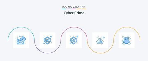 pacote de ícones de crime cibernético azul 5, incluindo morte. sirene. segurança. vermelho. emergência vetor