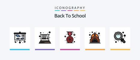 linha de volta à escola cheia de 5 ícones, incluindo a escola. divisor. placa. estudar. apresentação. design de ícones criativos vetor