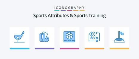 atributos esportivos e pacote de ícones azul 5 de treinamento esportivo, incluindo tático. estratégia. juiz. jogada. futebol americano. design de ícones criativos vetor