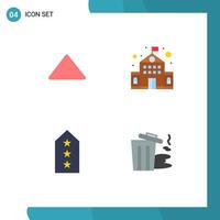 4 conceito de ícone plano para sites móveis e aplicativos seta estrela video escola três elementos de design de vetores editáveis